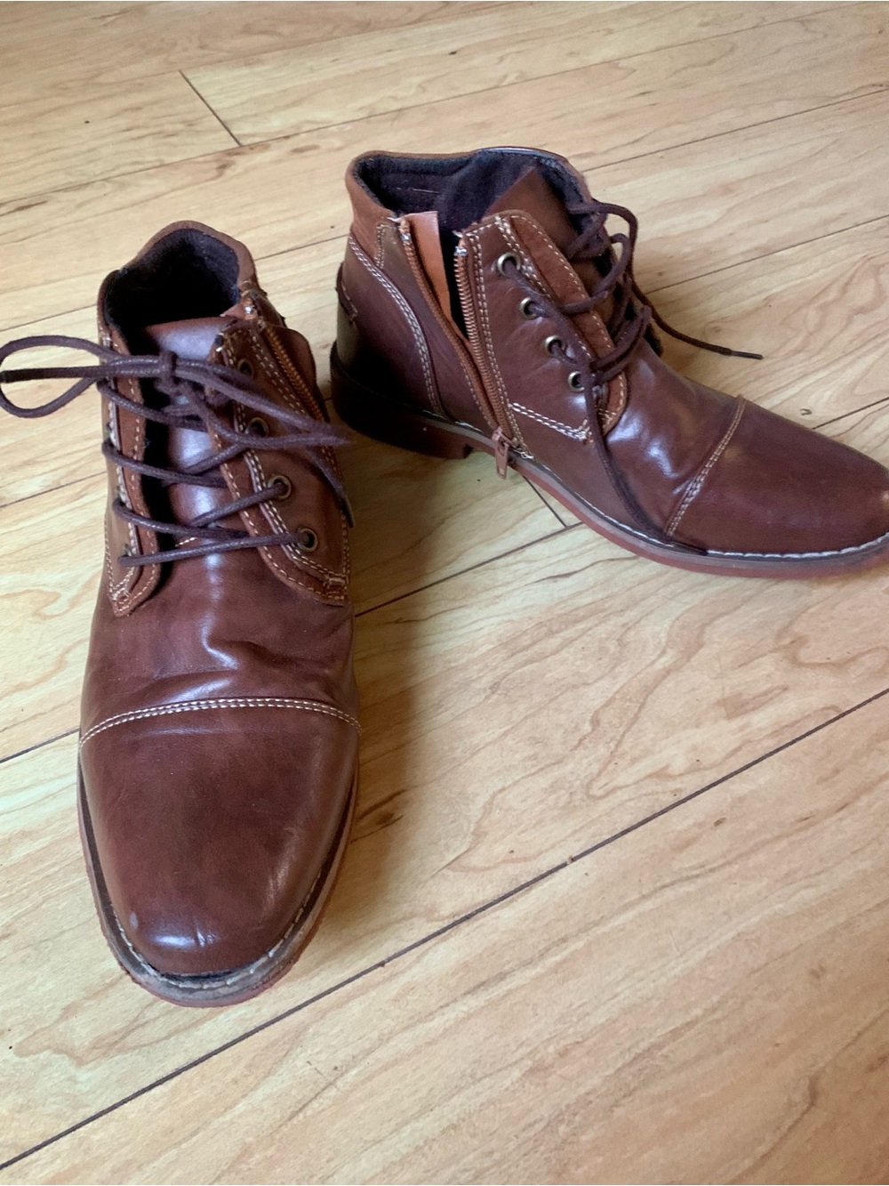 Youth Boys Brown Western Lace-Up Ankle Boots